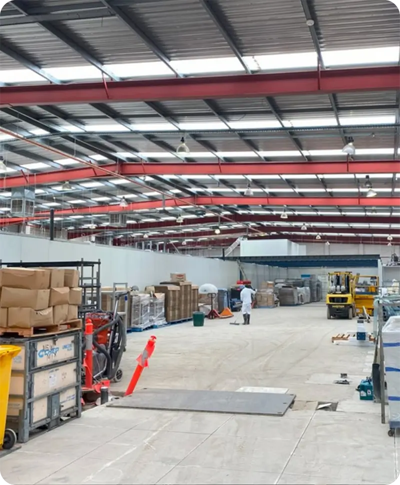 <div class="fbbc"><div class="hover-sub-title">INDUSTRIAL</div><br>
<div class="hover-title">VSE INTERNATIONAL</div><br>
<div class="hover-description">ARNHEIM Constructions was appointed for the full internal refurbishment to convert the existing cold shell warehouse space into an industrial bakery. The iob had very tight budget and time constraints following due to being taken over from another builder at the time. ARNEHIM Constructions delivered a iob on time and budget and were able to keep the bakery running despite challenges encountered from the inherited design.</div></div>